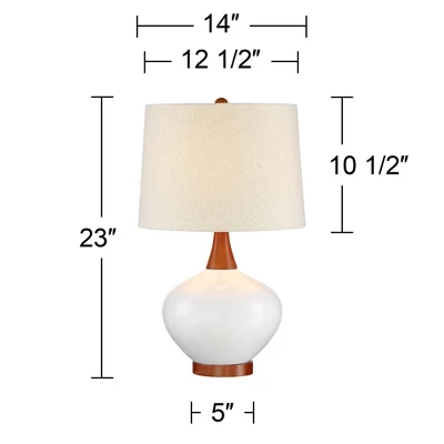 360 Lighting Modern Table Lamp With USB Charging Port 23" High Ivory Ceramic Off-White Drum Shade For Living Room Desk Bedroom House 8 360 Lighting Modern Table Lamp With USB Charging Port 23" High Ivory Ceramic Off-White Drum Shade For Living Room Desk Bedroom House - Image 8