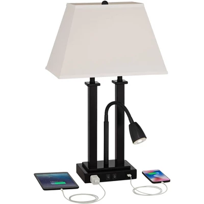 Possini Euro Design Possini Euro Deacon Black USB Port And Outlet Gooseneck Desk Lamps Set Of 2 2 Possini Euro Design Possini Euro Deacon Black USB Port And Outlet Gooseneck Desk Lamps Set Of 2 - Image 2