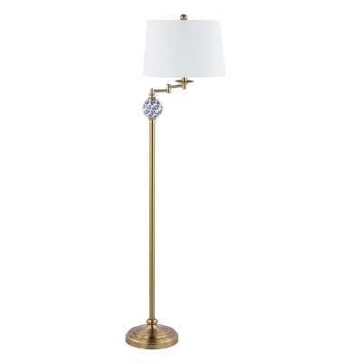 61.5" Aveiro Classic Midcentury Iron LED Floor Lamp Brass Gold LED Light Bulb (Includes LED Light Bulb) - JONATHAN Y 4 61.5" Aveiro Classic Midcentury Iron LED Floor Lamp Brass Gold LED Light Bulb (Includes LED Light Bulb) - JONATHAN Y - Image 4