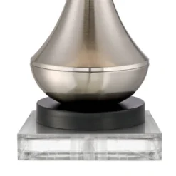 360 Lighting Simon Modern Table Lamps Set Of 2 With Square Risers 27" Tall Brushed Nickel USB Charging Port White Shade For Bedroom Living Room Desk -Home Decor GUEST ed47e65f 04d9 49a0 ae32 790dd3b5468a