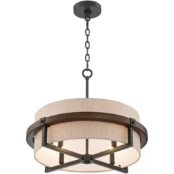 Possini Euro Design Bronze Wood Finish Pendant Chandelier 22" Wide Rustic Farmhouse Tan Fabric Drum 4-Light Fixture For Dining Room House 11 Possini Euro Design Bronze Wood Finish Pendant Chandelier 22" Wide Rustic Farmhouse Tan Fabric Drum 4-Light Fixture For Dining Room House -Home Decor GUEST f0d0f05a 32c1 47ab a51c ccb88a583cb8