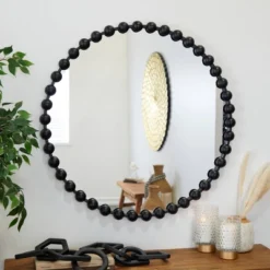 Metal Round Wall Mirror With Beaded Detailing - CosmoLiving By Cosmopolitan -Home Decor GUEST f1c863bc 15b9 4d36 9089 393b49279e83