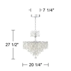 Vienna Full Spectrum Villette Chrome Chandelier 27 1/2" Wide Modern Cascade Crystal 6-Light LED Fixture For Dining Room Foyer Kitchen Island Entryway -Home Decor GUEST f234766a be92 4b96 ae8a 902bc3d4b6e5