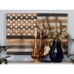 Wood American Flag Handmade Wall Decor Dark Brown - Olivia & May -Home Decor GUEST f24ff249 bc61 4b66 9475 468242bb6393