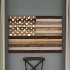 Wood American Flag Handmade Wall Decor Dark Brown - Olivia & May -Home Decor GUEST f34348c0 e1cd 4138 bc1c f05a23b4d192