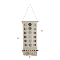 Hand Woven Geo Pattern Wall Art Black Cotton & Wood Dowel By Foreside Home & Garden -Home Decor GUEST f3a6f602 20da 41fd bbdb aeecdbb1e08e