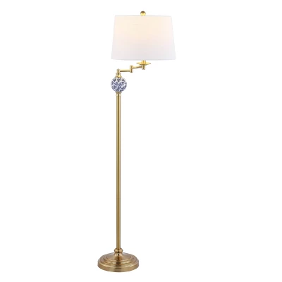 61.5" Aveiro Classic Midcentury Iron LED Floor Lamp Brass Gold LED Light Bulb (Includes LED Light Bulb) - JONATHAN Y 5 61.5" Aveiro Classic Midcentury Iron LED Floor Lamp Brass Gold LED Light Bulb (Includes LED Light Bulb) - JONATHAN Y - Image 5