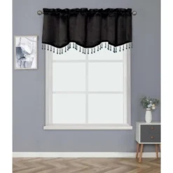 Kate Aurora Luxurious Solid Colored Scalloped Rod Pocket Window Valance With Crystal Beaded Trim -Home Decor GUEST f4ddf9cf 6225 45a9 b4ad df85eb72e04f