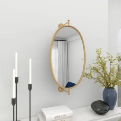 Industrial Wood Oval Shaped Wall Mirror - Olivia & May -Home Decor GUEST f61949c8 8627 45bc 9863 beb887bdad0a