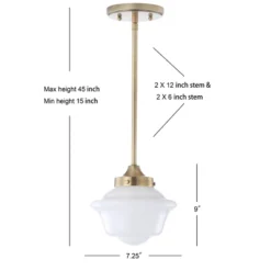 7.2" Adjustable Metal/Glass Kurtz Drop Pendant (Includes Energy Efficient Light Bulb) - JONATHAN Y -Home Decor GUEST f92ed4f6 9b06 4edc 9803 d052ecc5d177