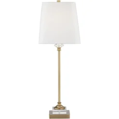 Regency Hill Julia Traditional Buffet Table Lamp 29 1/2" Tall Gold Crystal White Fabric Tapered Square Shade For Living Room Dining House Entryway -Home Decor GUEST f93642f7 6420 4328 9619 5a5035a1b91d