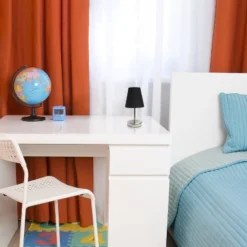 10.5" Petite Metal Stick Bedside Table Desk Lamp In Sand Nickel With Fabric Shade Black - Creekwood Home -Home Decor GUEST f9522480 6b00 4042 abce fad880e588e5