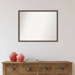 29" X 23" Non-Beveled Hardwood Wedge Mocha Wood Wall Mirror - Amanti Art -Home Decor GUEST f9f6d575 7346 41d3 abec f4bfd747381e
