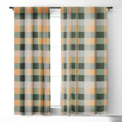 Miho Retro Color Illusion 84" X 50" Single Panel Blackout Window Curtain - Deny Designs