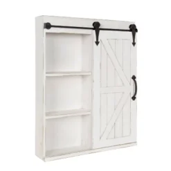 Decorative Wood Wall Storage Cabinet With Vanity Mirror And Sliding Barn Door Rustic White - Kate & Laurel All Things Decor 9 Decorative Wood Wall Storage Cabinet With Vanity Mirror And Sliding Barn Door Rustic White - Kate & Laurel All Things Decor -Home Decor GUEST fda1d3cb 7e27 4e00 991c 3aa75ddbb832