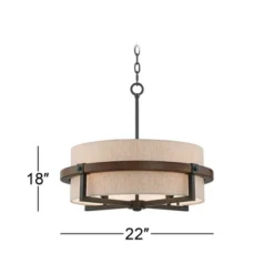 Possini Euro Design Bronze Wood Finish Pendant Chandelier 22" Wide Rustic Farmhouse Tan Fabric Drum 4-Light Fixture For Dining Room House 12 Possini Euro Design Bronze Wood Finish Pendant Chandelier 22" Wide Rustic Farmhouse Tan Fabric Drum 4-Light Fixture For Dining Room House -Home Decor GUEST fef36d3b d0fc 4db1 9dc9 ffe5d26747fe