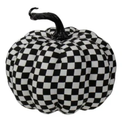 Northlight 6.5" White And Black Plaid Fall Harvest Tabletop Pumpkin